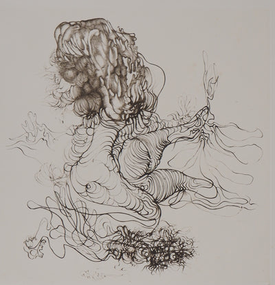 Hans BELLMER : Anthropomorphe sur un lit - Gravure (détail)