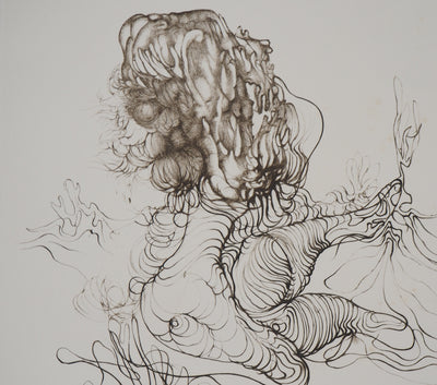 Hans BELLMER : Anthropomorphe sur un lit - Gravure (détail)