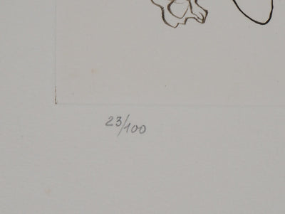 Hans BELLMER : Anthropomorphe sur un lit - Gravure (détail)