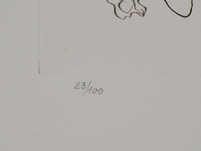 Hans BELLMER : Anthropomorphe sur un lit - Gravure (détail)
