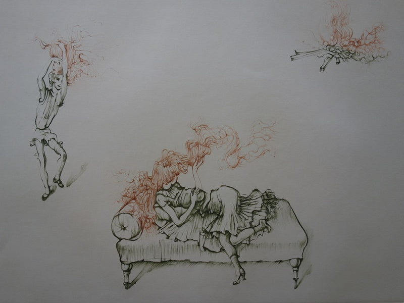 Hans BELLMER : Chevelure rousse en feu - Gravure (détail)