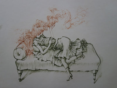 Hans BELLMER : Chevelure rousse en feu - Gravure (détail)