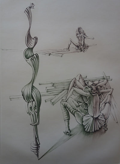 Hans BELLMER : Femme sur les planches - Gravure (détail)