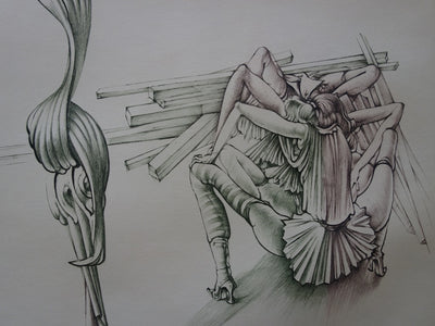 Hans BELLMER : Femme sur les planches - Gravure (détail)