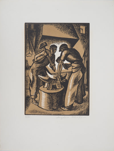 Angélina BELOFF : Le Forgeron - 1929 - Gravure sur bois