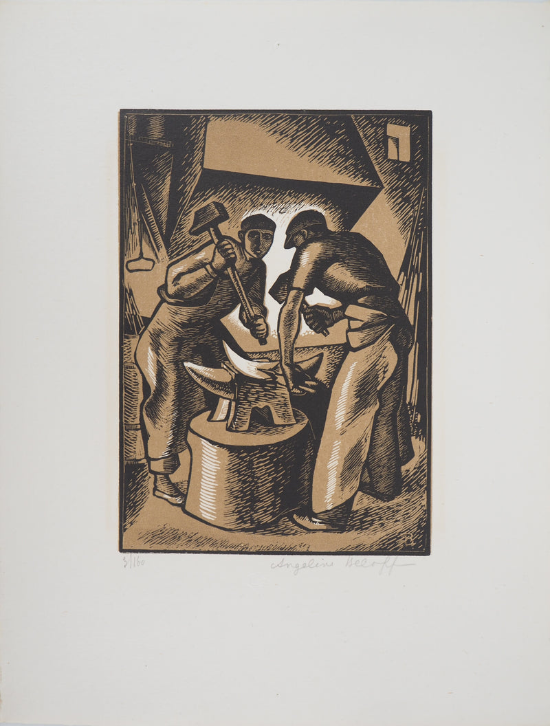Angélina BELOFF : Le Forgeron - 1929 - Gravure sur bois