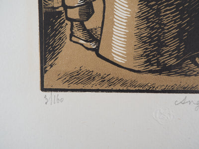 Angélina BELOFF : Le Forgeron - 1929 - Gravure sur bois (détail)