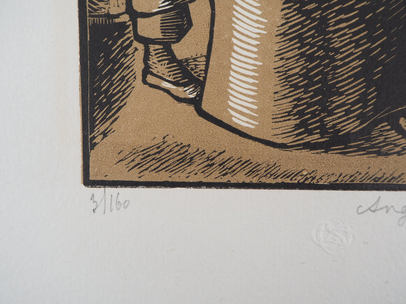 Angélina BELOFF : Le Forgeron - 1929 - Gravure sur bois (détail)