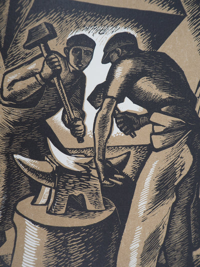 Angélina BELOFF : Le Forgeron - 1929 - Gravure sur bois (détail)