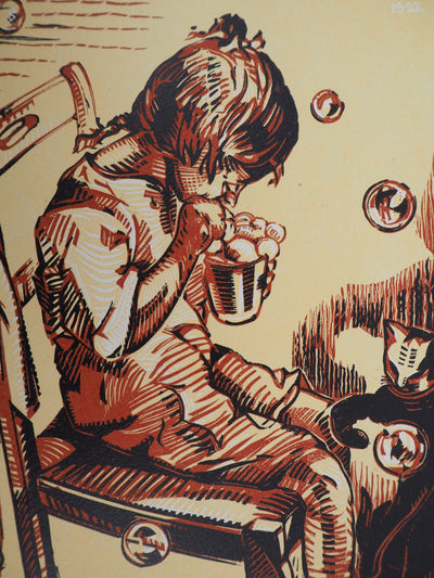 Gabriel BELOT : Les illusions, 1922 - Gravure sur bois (détail)