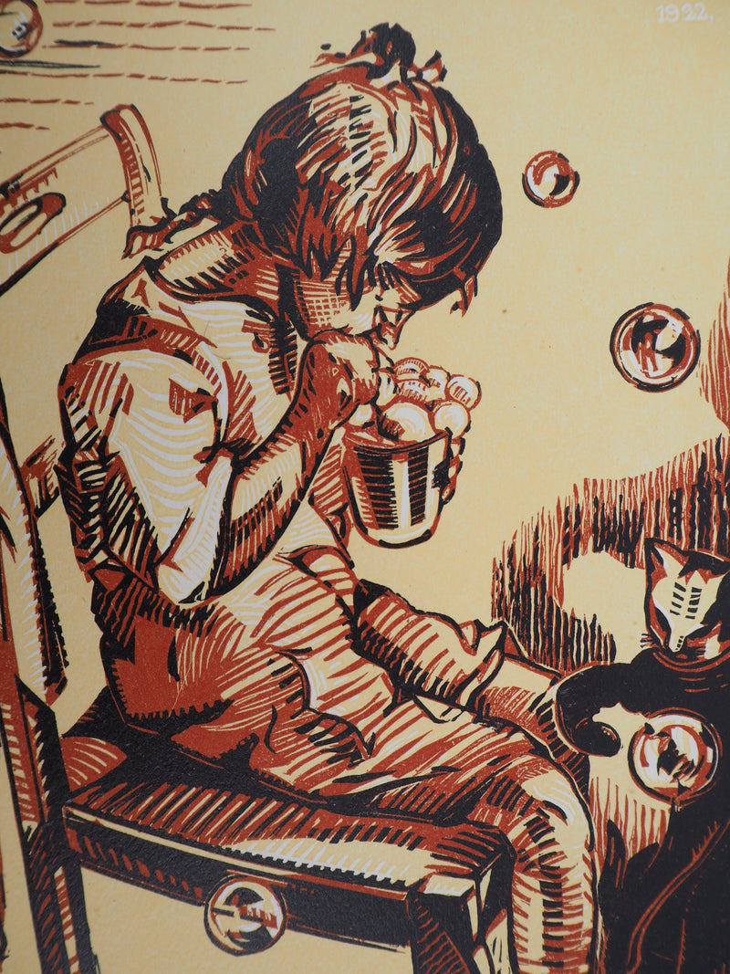 Gabriel BELOT : Les illusions, 1922 - Gravure sur bois (détail)