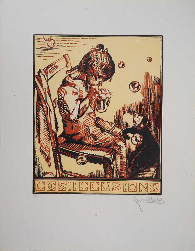 Gabriel BELOT : Les illusions, 1922 - Gravure sur bois (détail)