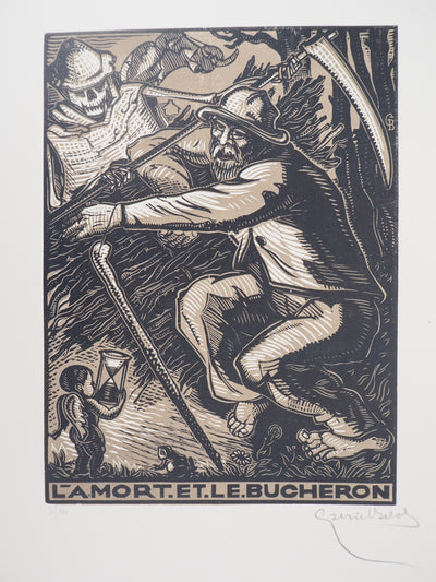 Gabriel BELOT : La Mort et le Bucheron, 1925 - Gravure sur bois