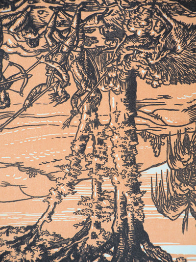 Jacques BELTRAND : La chasse, 1920 - Gravure sur bois (détail)