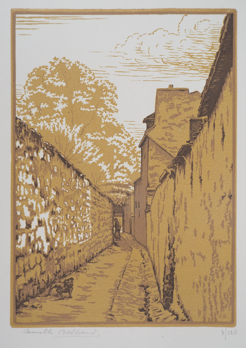 Camille BELTRAND : Ruelle des reculettes aux Gobelins, 1921 - Gravure sur bois (détail)