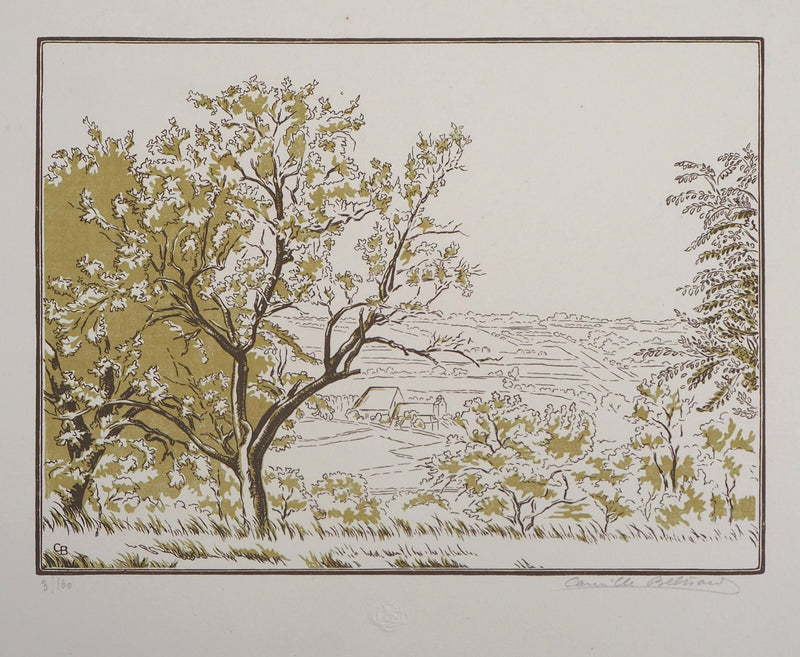 Camille BELTRAND : La Valée à Verdelot, 1924 - Gravure sur bois