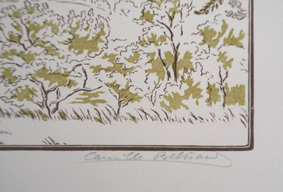 Camille BELTRAND : La Valée à Verdelot, 1924 - Gravure sur bois (détail)