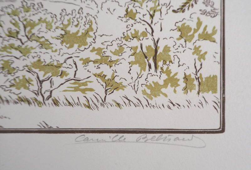 Camille BELTRAND : La Valée à Verdelot, 1924 - Gravure sur bois (détail)