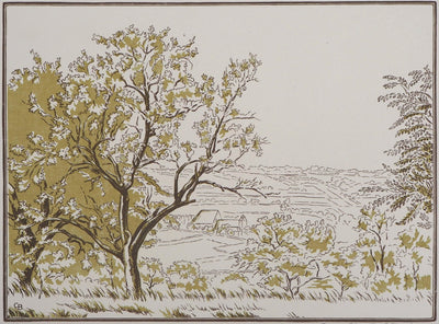 Camille BELTRAND : La Valée à Verdelot, 1924 - Gravure sur bois (détail)
