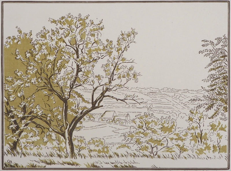 Camille BELTRAND : La Valée à Verdelot, 1924 - Gravure sur bois (détail)