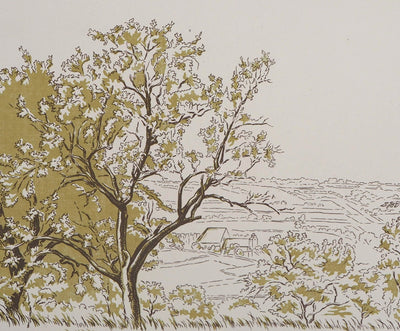 Camille BELTRAND : La Valée à Verdelot, 1924 - Gravure sur bois (détail)