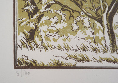 Camille BELTRAND : La Valée à Verdelot, 1924 - Gravure sur bois (détail)