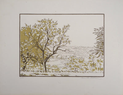 Camille BELTRAND : La Valée à Verdelot, 1924 - Gravure sur bois (détail)