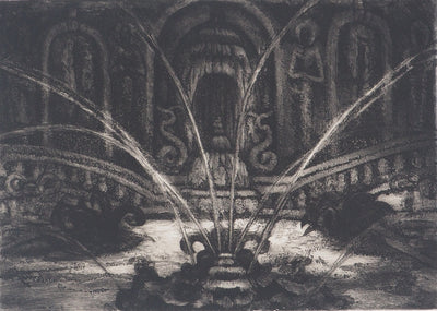 Camille BERG : Fontaine à Versailles - Gravure