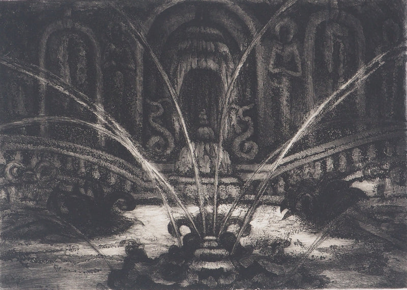 Camille BERG : Fontaine à Versailles - Gravure