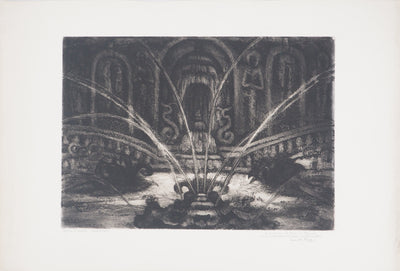 Camille BERG : Fontaine à Versailles - Gravure (détail)