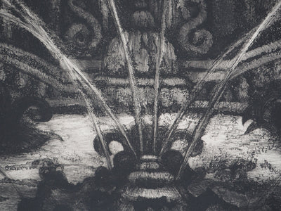 Camille BERG : Fontaine à Versailles - Gravure (détail)