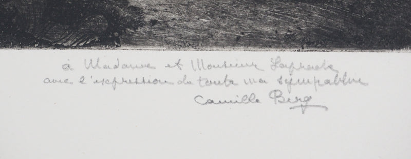 Camille BERG : Fontaine à Versailles - Gravure (détail)