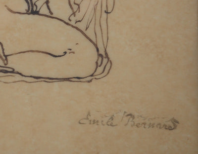 Emile BERNARD : Nu agenouillé, c. 1900 - Dessin (détail)
