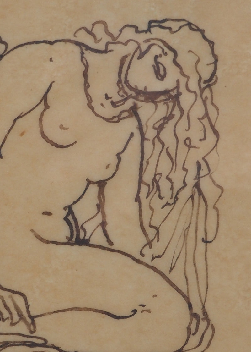 Emile BERNARD : Nu agenouillé, c. 1900 - Dessin (détail)