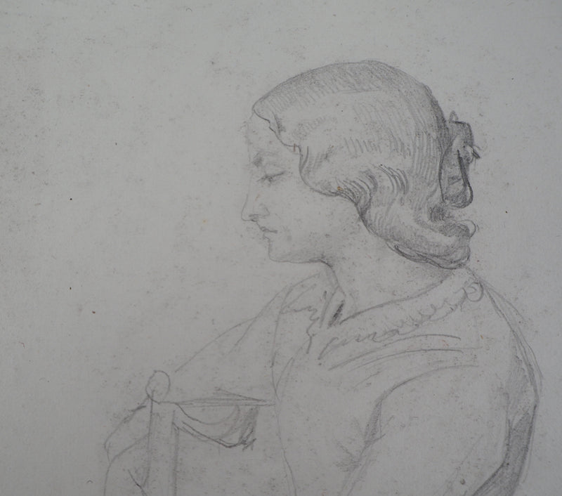 Jean François Armand BERNARD : Jeune femme - Dessin (détail)