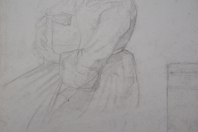 Jean François Armand BERNARD : Jeune femme - Dessin (détail)
