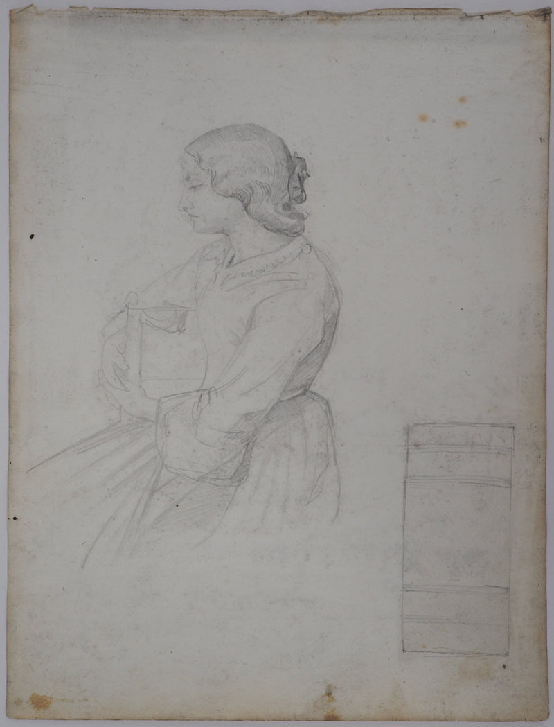 Jean François Armand BERNARD : Jeune femme - Dessin (détail)