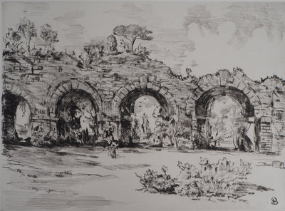 Jean-Eugène BERSIER : Aqueduc de maintenant - Gravure (détail)