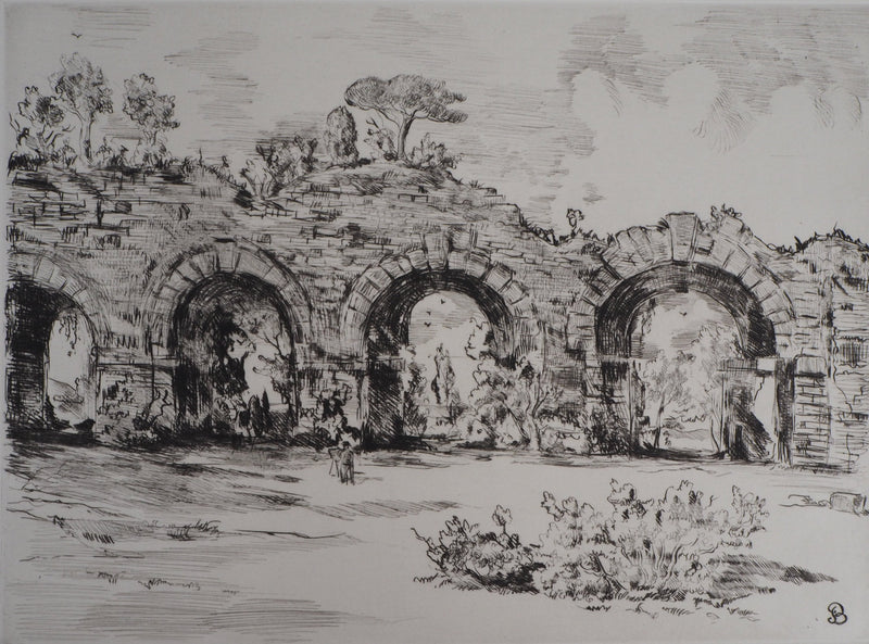 Jean-Eugène BERSIER : Aqueduc de maintenant - Gravure (détail)