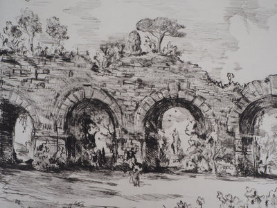 Jean-Eugène BERSIER : Aqueduc de maintenant - Gravure (détail)