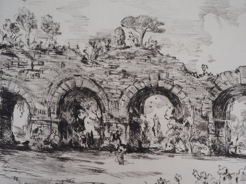 Jean-Eugène BERSIER : Aqueduc de maintenant - Gravure (détail)