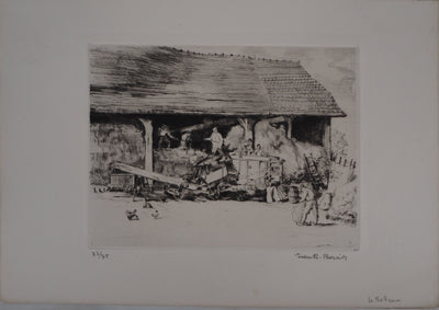 Jean-Eugène BERSIER : La batteuse - Gravure