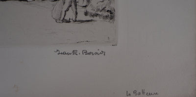 Jean-Eugène BERSIER : La batteuse - Gravure (détail)
