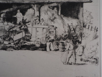 Jean-Eugène BERSIER : La batteuse - Gravure (détail)