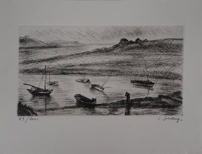 Jean-Eugène BERSIER : Bretagne, l'embouchure - Gravure