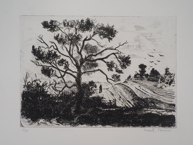 Jean-Eugène BERSIER : Le chasseur à charpont - Gravure