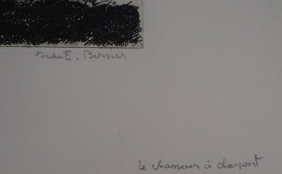 Jean-Eugène BERSIER : Le chasseur à charpont - Gravure (détail)