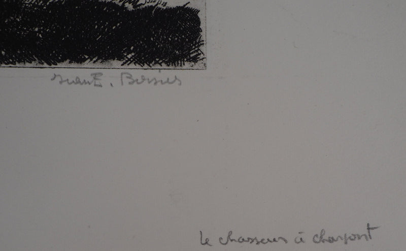 Jean-Eugène BERSIER : Le chasseur à charpont - Gravure (détail)