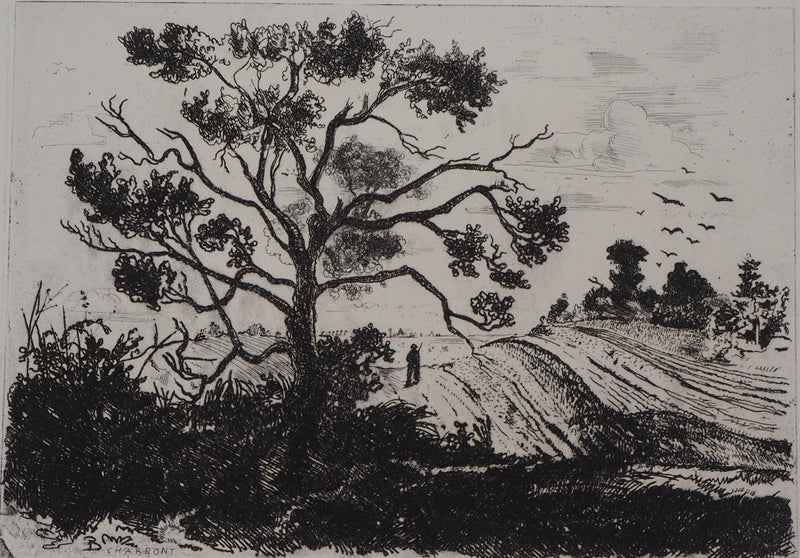 Jean-Eugène BERSIER : Le chasseur à charpont - Gravure (détail)