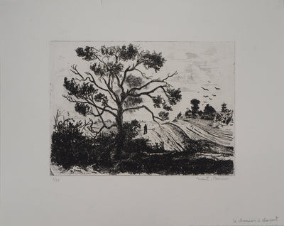 Jean-Eugène BERSIER : Le chasseur à charpont - Gravure (détail)